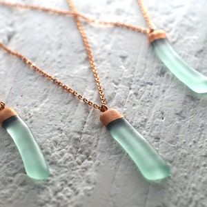 Cola Bottle Melted Shard Pendant Necklace - Melted Glass - Recycled Jewelry - Upcycled Bottle - Eco Friendly - Green Seaglass