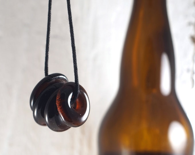 Craft Beer Four-Pack - Recycled Beer Bottle Pendant Necklace - Melted Glass - Upcycled Jewelry