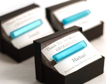 Groomsmen Gifts - Tieclip Made From Recycled Bombay Sapphire Gin Bottle