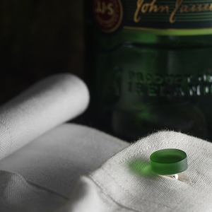 Irish Whiskey Cuff Links from Recycled Jameson Bottle - Upcycled Green Glass Cufflinks - Recycled Liquor Bottle Jewelry