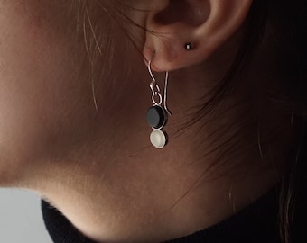 Gin and Tonic Earrings - Recycled Hendrick's Gin and Tonic Water Bottles - Sea Glass and Sterling Silver - Upcycled Recycled Repurposed