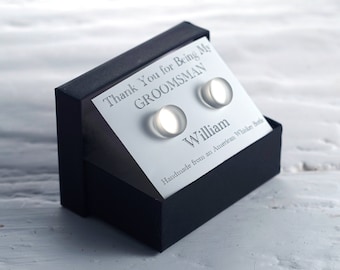 Groomsmen Gifts - Recycled American Whiskey Bottle Cufflinks