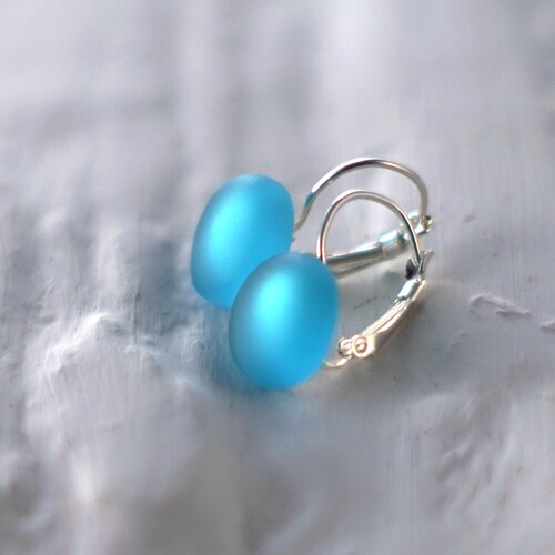 Gin Dangle Earrings Recycled Bombay Sapphire Bottle Blue Etsy