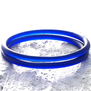 Cobalt Blue Bangles - Recycled Riesling Wine Bottle - Set of Two - Glass Stackable Bangles  - Upcycled Recycled Repurposed