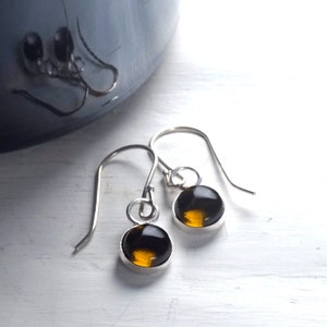 Wine Charm Earrings - Recycled Bottle and Sterling Silver - Olive-Green Glass - Recycled Upcycled Repurposed Jewelry
