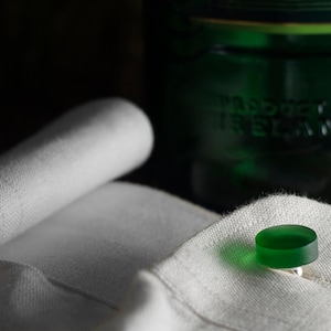 Irish Whiskey Bottle Cuff Links - Recycled Glass - Upcycled Emerald Green Seaglass Cufflinks - Ireland Liquor Gift