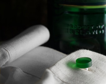 Irish Whiskey Bottle Cuff Links - Recycled Glass - Upcycled Emerald Green Seaglass Cufflinks - Ireland Liquor Gift