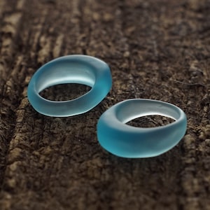Gin Bottle Glass Ring - Recycled Bombay Sapphire Bottle - Sea Glass Finish -Upcycled Recycled Repurposed