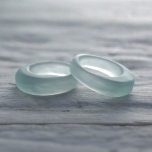 Icelandic Vodka Glass Ring - Recycled Reyka Bottle - Sea Glass Finish - Upcycled Recycled Repurposed