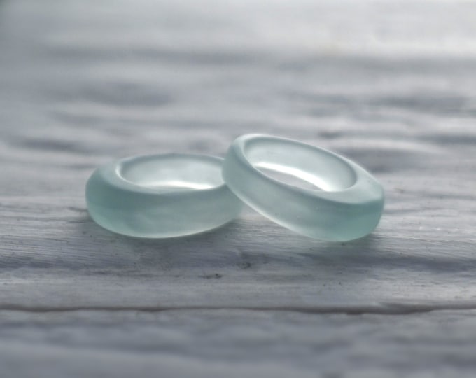 Icelandic Vodka Glass Ring - Recycled Reyka Bottle - Sea Glass Finish - Upcycled Recycled Repurposed