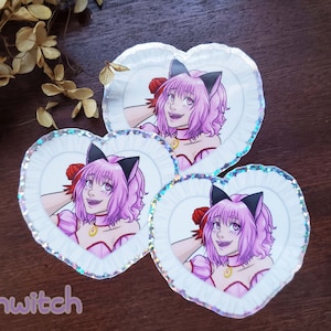 Mew Strawberry Heart - Glitter Vinyl Sticker