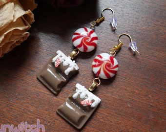 Candy Cane Choco Treat Earring Set