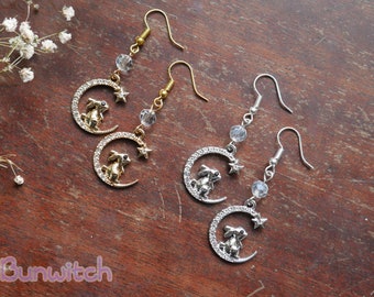 Rabbit in the Moon Rabbit Earrings