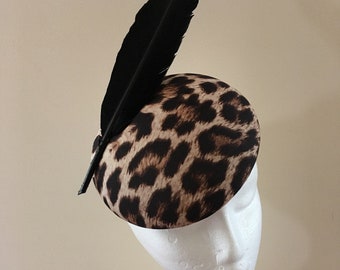 Leopard print occasion hat hatinator Leopard print cocktail hat Mobwife hat