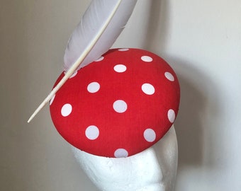 Red and white polkadot pillbox hat hatinator fascinator