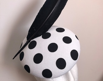 Black and white polkadot pillbox hat. Hatinator. Fascinator