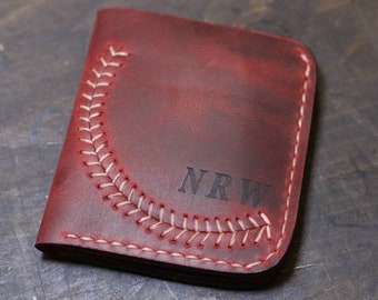 Personalized Baseball Stitch Leather Wallet Distressed Leather Wallet Mens Wallet Handmade Monogrammed Wallet Custom Wallet