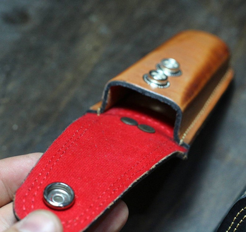 Genuine Cowhide Leather Folding Pocket Knife Multi Tool Sheath Pouch Case Belt Loop Leather