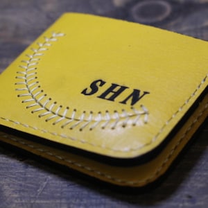 Cartera de béisbol personalizada de cuero / Cartera plegable de regalo para hombre / Cartera de cuero curtido vegetal hecha a mano / Regalo para él / Regalo de cumpleaños