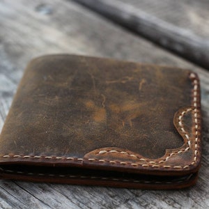 Cartera de cuero personalizada para hombre / Cartera de cuero hecha a mano / Cartera plegable de cuero marrón / Regalo del Día del Padre para él / Cartera con monograma