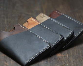 Handmade Leather Card Holder: Personalized Minimalist Wallet
