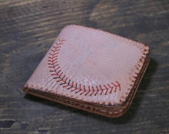 Portafoglio in pelle personalizzato con punto baseball: portafoglio bifold invecchiato fatto a mano