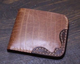 Cartera plegable de cuero personalizada: diseño occidental hecho a mano