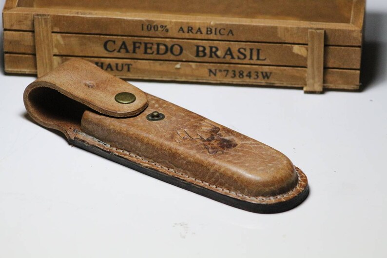 Genuine Cowhide Brown Leather Folding Pocket Knife Multi Tool Sheath Pouch Case Belt Loop