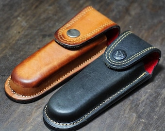 Personalized Leather Knife Sheath: Handmade Belt Sheath with Snap
