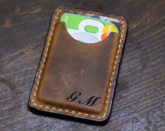 Personalized Leather Card Holder  Wallet Men Handmade Leather Card Sleeve Leather Slim Wallet Card Wallet Groomsmen Gift