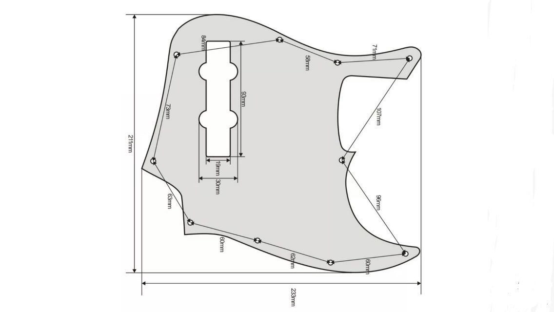Paragraffio (Pickguard) Per Basso Elettrico 4 Corde - Stile JB, Con