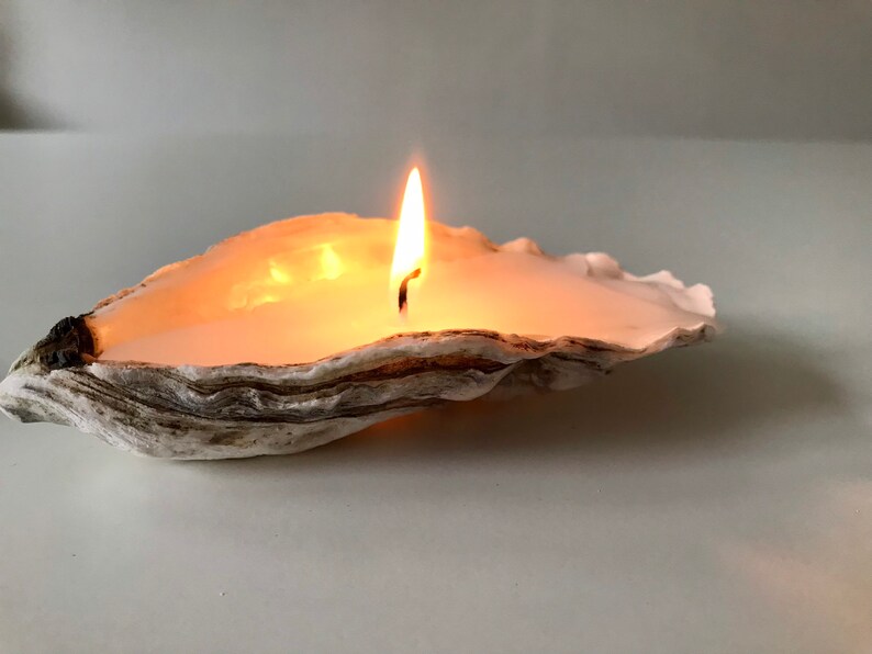 Whitstable Oyster Shell Candle, Recycled Oyster Shell Candle, Large Shell Candle Tea Light, Beach Candle, Shell Candle Gift image 4