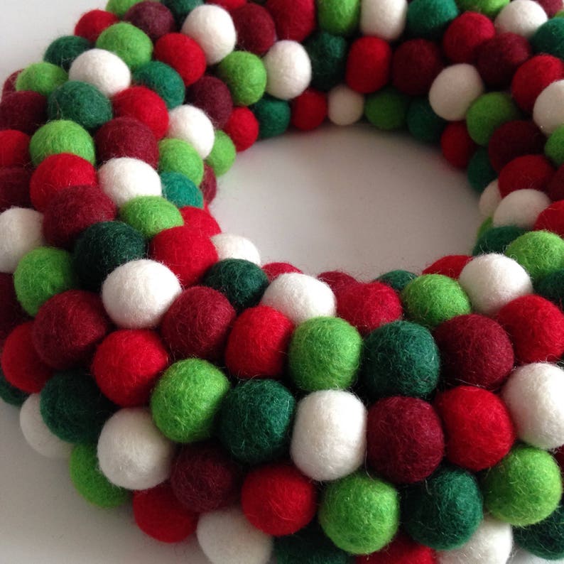 Custom Colour Felt Ball Wreath Felt Wreath Holiday Wreath Etsy