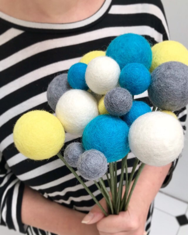 Felt Ball Flowers Felt Ball Bouquet Billy Balls Craspedia Etsy UK