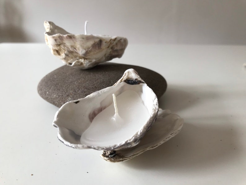 Set of 2, 3 or 5 Whitstable Oyster Shell Candles, Eco Friendly Oyster Shell Candle Gift Set, HYGGE, Beach Home Decor image 3