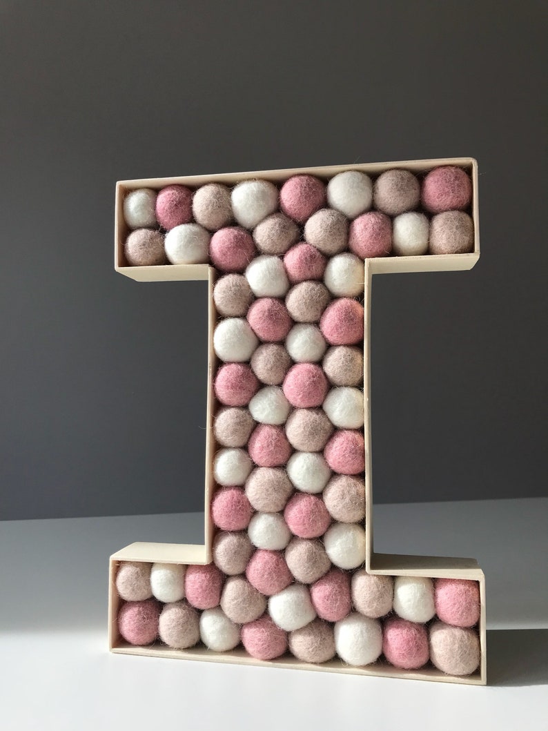 Kids Room Decorative Letter I Felt Ball Free Standing Etsy