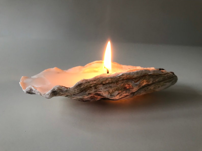 Whitstable Oyster Shell Candle, Recycled Oyster Shell Candle, Large Shell Candle Tea Light, Beach Candle, Shell Candle Gift image 1