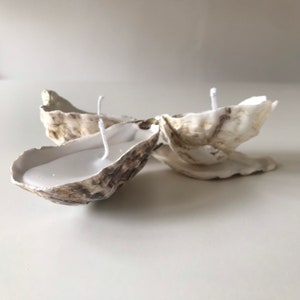 Set of 2, 3 or 5 Whitstable Oyster Shell Candles, Eco Friendly Oyster Shell Candle Gift Set, HYGGE, Beach Home Decor image 2