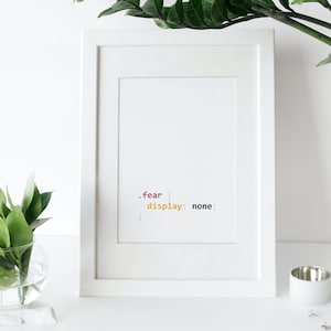 Display No Fear | Code | CSS | Programming | IT | Poster | Gift | A4 | Mailed poster | Printed art | Wall art | Typography