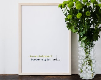 Borde introvertido sólido / Código / CSS / Programación / TI / Póster / Regalo / A4 / Póster enviado por correo / Arte impreso / Arte de pared / Tipografía