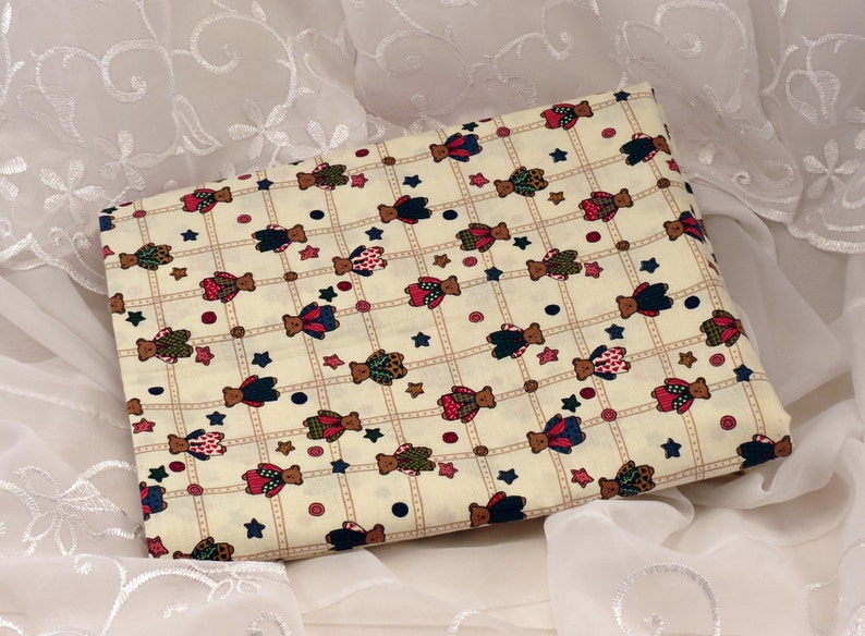 Bear Fabric Small Teddy Bears and Stars 2 Yards