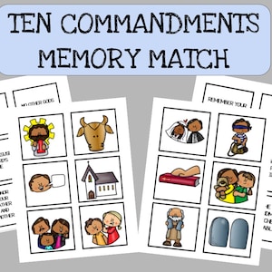 Ten Commandments Memory Match Game: Match Commandments with Pictures