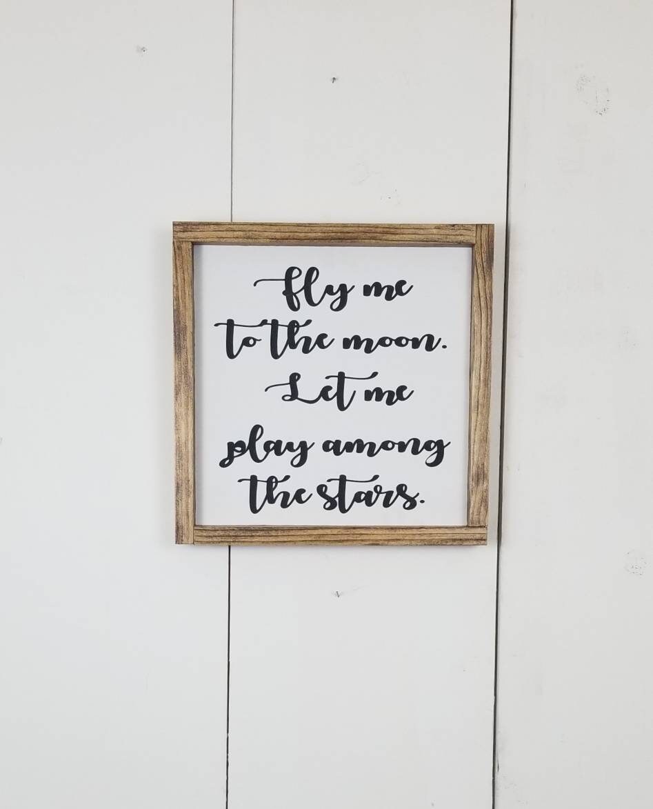 Fliegen Sie Mich Zum Mond Lyric Rustikale Zeichen Etsy
