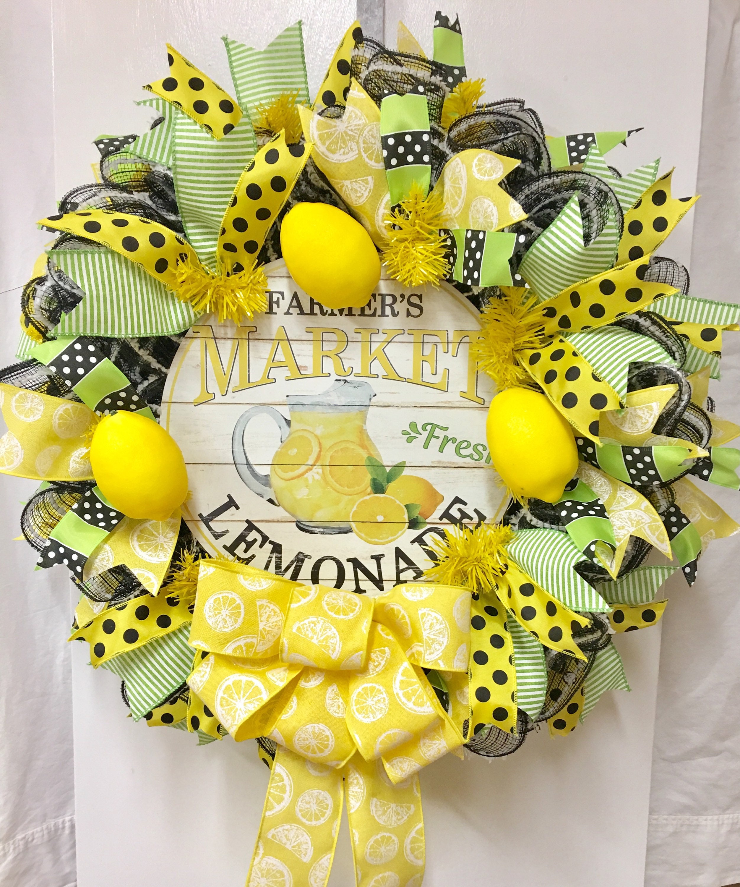 Lemonade wreath Lemon wreath Mesh lemon wreath Farmers Etsy