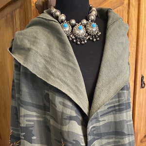 olive camo jersey  cotton robe coat jacket cardigan sweatshirt embroidered india hoodie new S