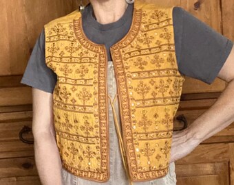 yellow indian mirrored vest M