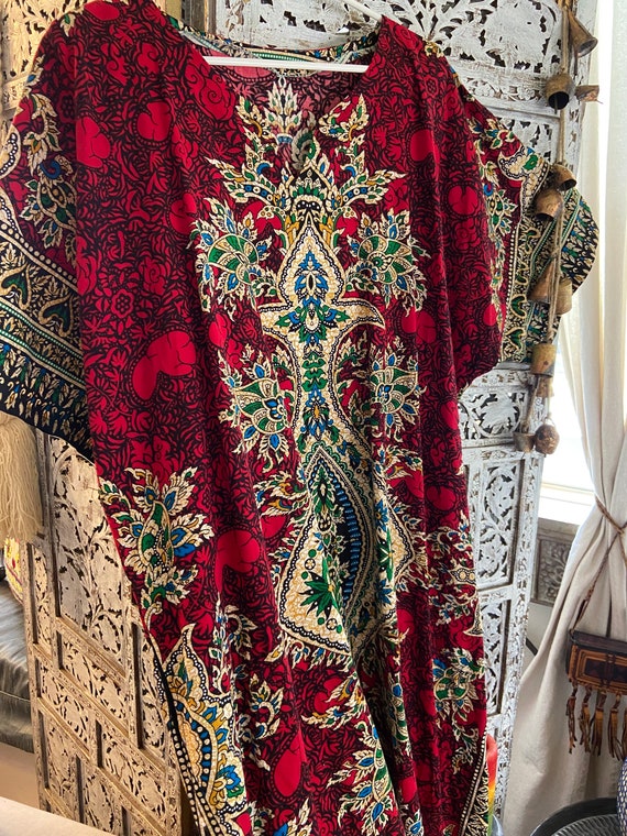 Vintage Dashiki red dress Caftan Kaftan African p… - image 1