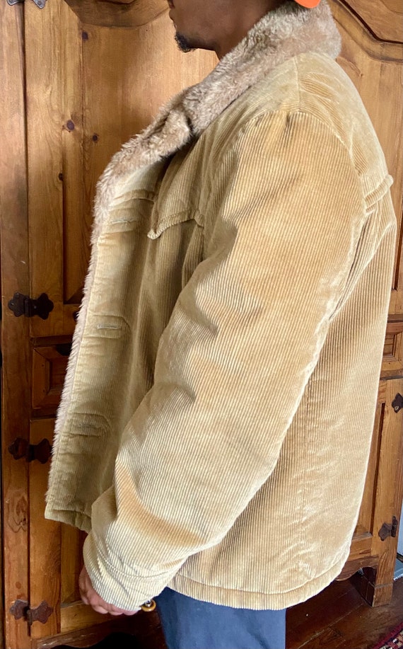 70s tan corduroy faux fur lined mens mountain jack