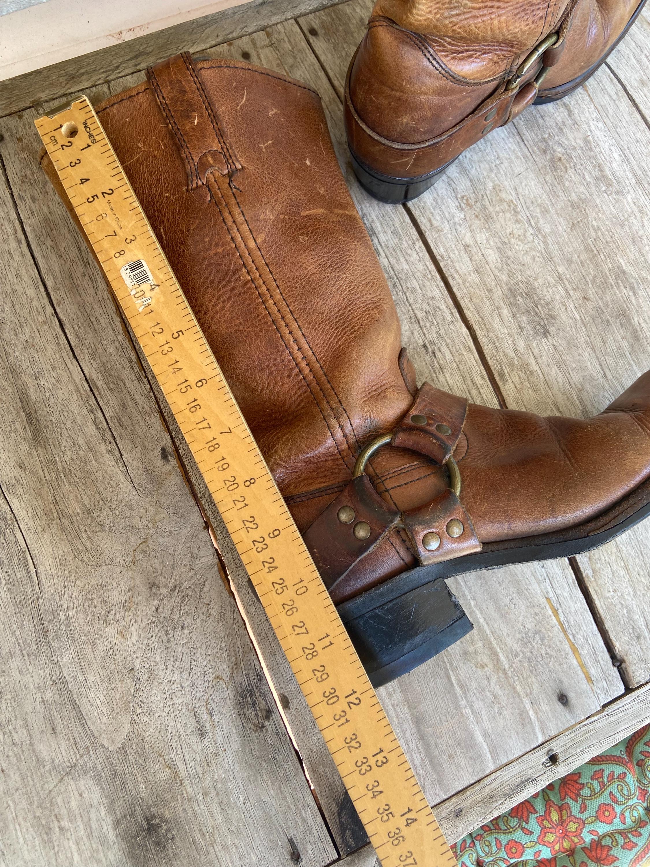 Brown Mens 7.5 Motorcycle Boots Harness Ring Square Toe - Etsy