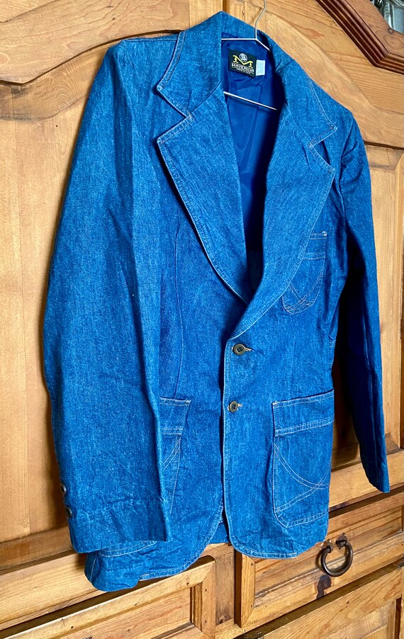 Vintage 70s Maverick denim jeans mens blazer jack… - image 2